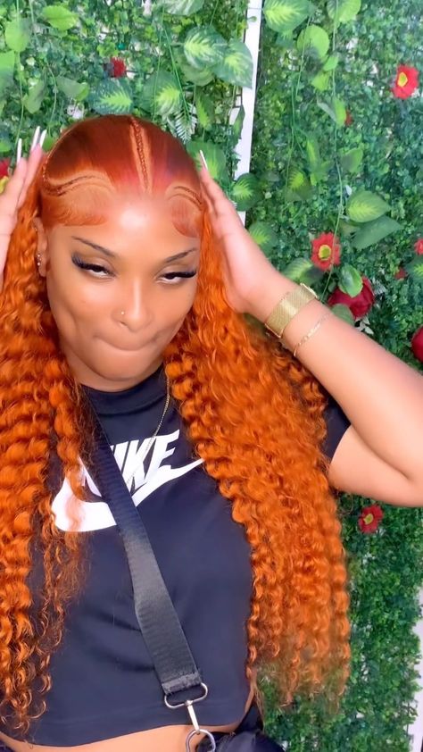 Daules Ginger Deep Wave Lace front wigs human hair 180% Density Orange 13x4 Curly Lace Frontal Wigs Ginger Curly Lace Front Wigs, Ginger Lace Wig, Deep Wave Lace Front Wigs Styles, Ginger Deep Wave Wig, Ginger Wig, Curly Wig Styles, Deep Wave Frontal Wig Hairstyles, Curly Lace Frontal, Curly Lace Wig