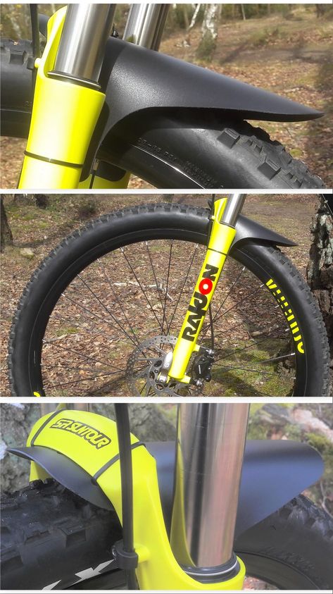 The robust low-profile MTB Fender / for when you need an effective yet minimalist guard to protect both you and your frame without spoiling the look of your pride and joy.  Features - Fits all popular front suspension forks / Ultra lightweight /  Low profile / Understated or ready for stickering / Fits up to 29" wheels (pictured) / Spare Fastener / Extension piece (If required) Fender Bender, Winter Riding, Motorcycle Shop, Bike Components, Forks, Mountain Bike, Mountain Biking, Low Profile, Cycling