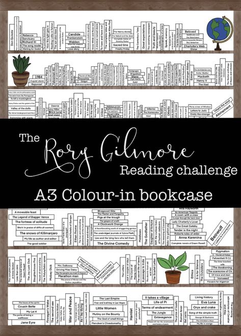 Rory Gilmore Reading List Printable, Rory Gilmore Book List Reading Challenge, Gilmore Books, Rory Gilmore Reading List, Rory Gilmore Reading Challenge, Rory Gilmore Reading, Rory Gilmore Books, Book Trackers, Book Bingo