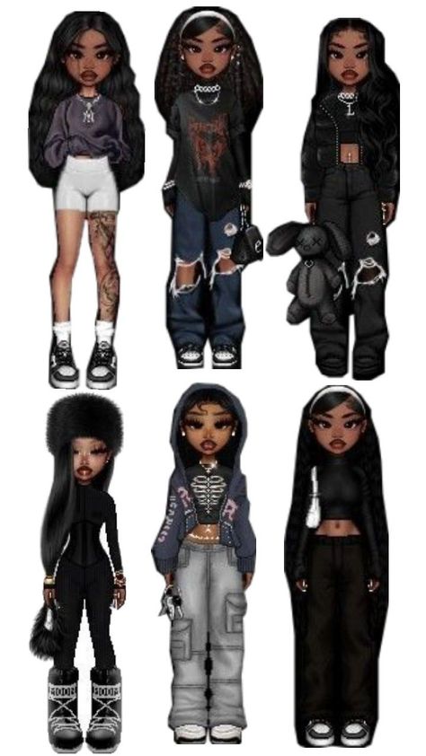 Black Bratz Doll Outfit, Sweet 16 Outfit Ideas Casual, Sweet 16 Outfit Ideas, Everskies Black, Girl Streetwear Outfit, Aaliyah Fashion, Bratz Outfit, Sweet 16 Outfits, Cute Highschool Outfits