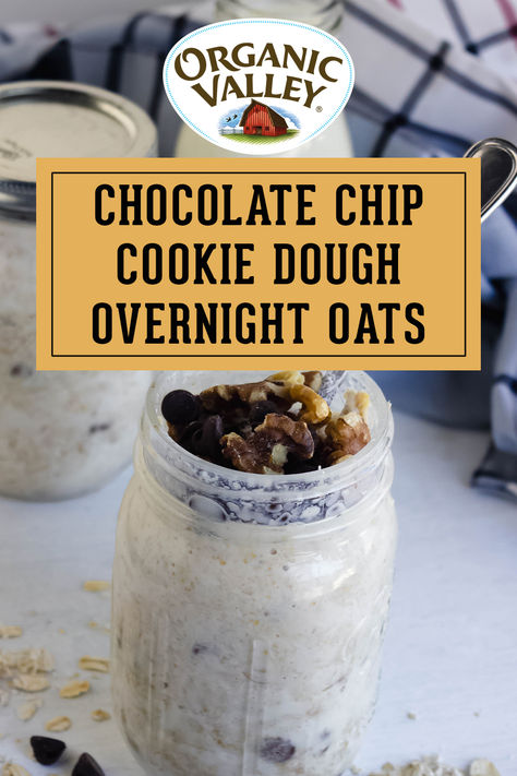 21 Day Fix Overnight Oats, Organic Chocolate Chip Cookies, Cookie Dough Overnight Oats, High Protein Overnight Oats, Oatmeal Ideas, Overnight Oats Recipe Easy, Best Overnight Oats Recipe, Oats Overnight, Overnight Oats Recipes