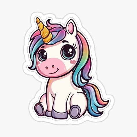 Unicorn Pictures Cute Cartoon, Unicorn Pictures Cute, Pictures Cute Cartoon, Chibi Unicorn, Unicorn Pictures, Kawaii Unicorn, Kawaii Sticker, Baby Unicorn, Super Cute Animals