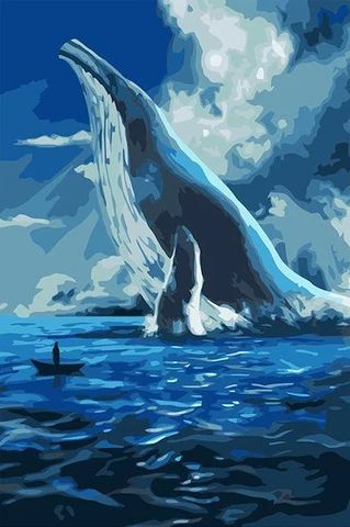 Deep Sea Animals, Big Blue Whale, Landscape Diy, Big Whale, Draw Color, Diy Paint By Numbers, Easy Diy Paint, Whale Painting, Water Based Acrylic Paint