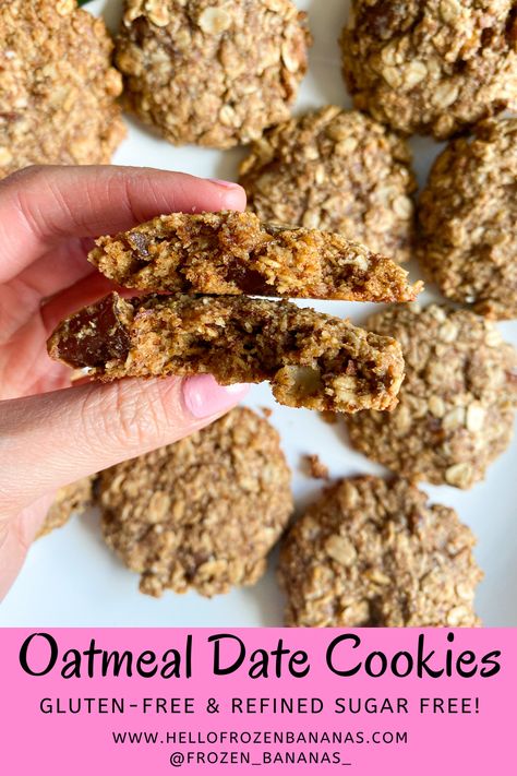 Oat Date Cookies Healthy, Vegan Oatmeal Date Cookies, Gluten Free Date Cookies Recipes, Healthy Oatmeal Date Cookies, Banana Date Cookies, Oatmeal Date Cookies, Clean Desserts, Vegetarian Cookies, Date Cookies