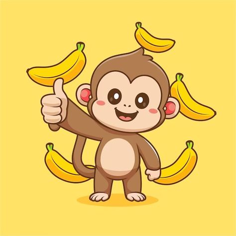 Catalyststuff | Freepik Banana Cartoon, Animal Food, Food Icon, Vector Icons Illustration, Cute Monkey, Psd Icon, Icon Illustration, Animal Illustration, Vector Photo