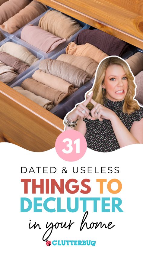 Here’s a list of 31 things to declutter in your home—some might surprise you, but you’ll be so glad to get rid of all the junk! From knick-knacks and old electronics to unused kitchen gadgets and cleaning supplies, this checklist will guide you through getting rid of things you don’t need. Decluttering doesn’t have to be overwhelming—getting rid of stuff can be freeing and leave you with a more organized, peaceful space. Butterfly Organizing Style, Organization And Decluttering, Declutter My Life, Tips To Declutter Your Home, How To Get Rid Of Clothes Clutter, Home Cleaning Gadgets, Clutterbug Butterfly Organization, Declutter Pictures, Clutterbug Ladybug Organization