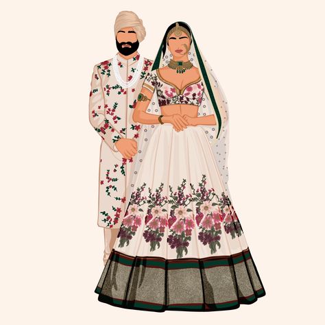 A custom wedding piece 💯😇 . If you are getting married this season DM us to book your slot for custom wedding invites 💕💕 #wedding #weddingday #weddinginspiration #weddinginvitations #weddinginvites #weddinginvite #weddinginvitecard #weddinginvitescards Couple Illustrations, Couple Illustration Wedding, Bride And Groom Cartoon, Digital Invitations Design, Digital Wedding Invitations Design, Desi Art, Wedding Card Design Indian, Indian Wedding Invitation Card Design, Caricature Wedding