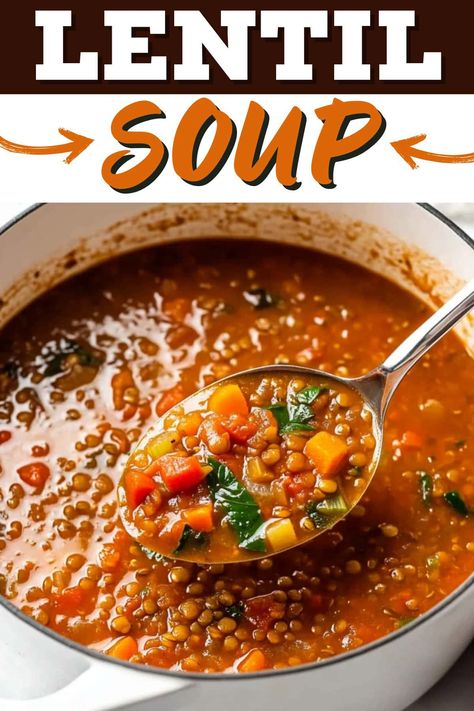 This one-pot lentil soup will warm your belly and soul! With plenty of lentils and tender veggies, it's hearty, satisfying, and delicious. Gut Healing Lentil Soup, Hungarian Lentil Soup, Mixed Lentil Soup, Crockpot Recipes Lentils, Lentil Bean Recipes, Lintel Soup Recipes Lentils, Lentil Bean Soup, Creamy Chicken Soups, Meal Plan For The Month