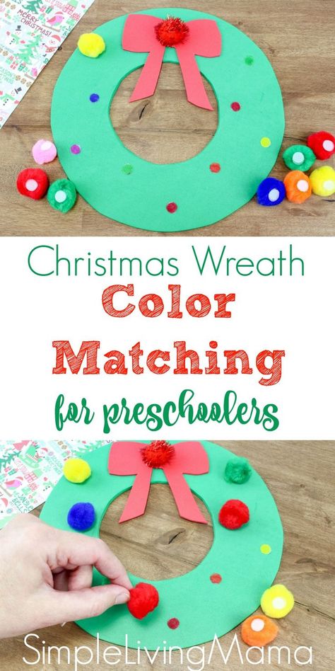 This Christmas wreath color match game for preschoolers will help your little one with his matching skills and will also help him learn color names! Game For Preschoolers, Preschool Christmas Activities, December Crafts, Fun Christmas Activities, Preschool Christmas Crafts, Match Game, 4 December, Christmas Activity, Christmas Color