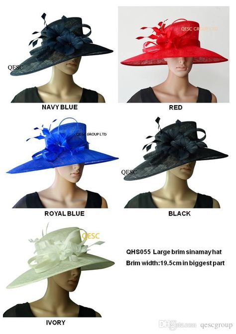 Wide Brim Formal Sinamay Hat Ladies Hat For Kentucky Derby,Melbourne Cup,Wedding,Church,5 Colours,By Ems Tilley Hats Mens Hats From Qescgroup, $163.82| Dhgate.Com Hats For Summer, Kentucky Derby Dress, Tilley Hat, Side Split Dress, Sinamay Hats, Wedding Cups, Melbourne Cup, Funny Hats, Guangdong China