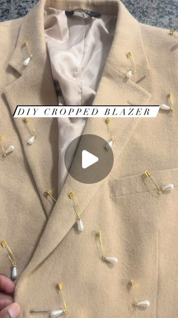 LadyAda | Fashion & Beauty Content Creator on Instagram: "Made this cropped  camel hair blazer  using gold safety pins and pearls . Added some earrings for extra ✨. Still thinking about how to style it for everyday wear .   #diyblazer,#styleinspo,#diyoutfit,#fashiondesigner,#croppedblazeroutfit,#styleinspo" Cropped Blazer Outfit, Beauty Content Creator, Beauty Content, Safety Pins, Safety Pin, How To Style, Content Creator, Diy Clothes, Camel