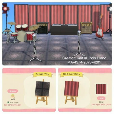 Acnh Outdoor Floor Design, Acnh Stage Design Code, Animal Crossing Band Area, Concert Acnh, Acnh Concert Stage, Acnh Stage Area, Acnh Band Area, Animal Crossing Concert Area, Acnh Concert Area