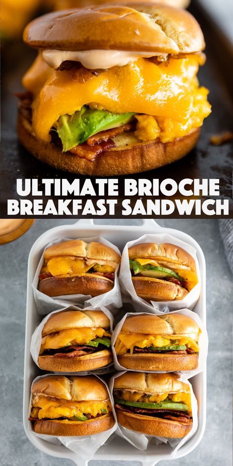 Brioche Breakfast, Soft Scrambled Eggs, Best Breakfast Sandwich, Breakfast Sandwich Recipes, Brioche Bun, Breakfast Burger, Best Breakfast Recipes, Sharp Cheddar, Sandwich Recipe