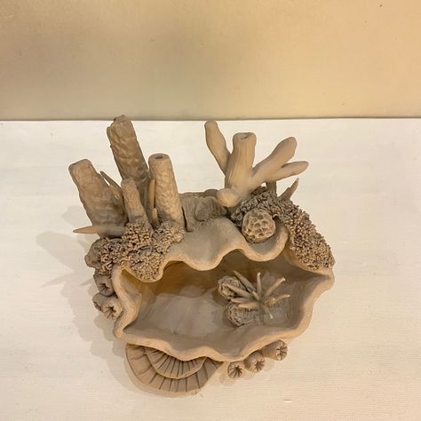 Pottery Coral Reef, Coral Clay Sculpture, Sea Creature Ceramics, Under The Sea Ceramics, Ocean Inspired Ceramics, Ocean Clay Ideas, Coral Ceramics, Coral Pottery, Ocean Ceramics