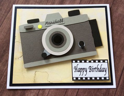 Camera Birthday Cards, Camera Cards Handmade, School Thoughts, Greeting Cards Handmade Birthday, Camera Ideas, Secret Sister Gifts, Memories Book, Secret Sister, Handmade Photography