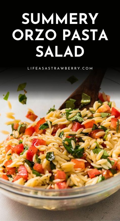 Cold Risotto Salad Recipes, Risotto Salad Cold, Basil Orzo Recipes, Orzo Cold Salad, Basil Side Dishes, Simple Orzo Salad, Orzo Pasta Salad Recipes Cold, Cold Orzo Pasta Salad, Cold Orzo Salad