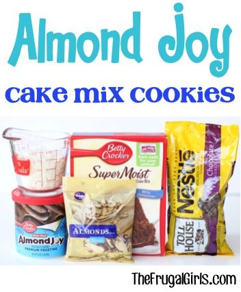 Almond Joy Cake Mix Cookies Recipe {The BEST!} - The Frugal Girls Almond Joy Fudge Recipe, Almond Joy Cake, Nestle Milk, Almond Joy Bars, Joy Cookies, Boxed Cake Mixes Recipes, Chocolate Chip Pecan Cookies, Almond Joy Cookies, Cake Mix Cookie