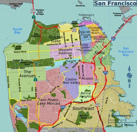 6. The square mileage of San Francisco varies depending on what you include. So, it'll vary whether you include Alcatraz or Treasure Island or both! The US Census Bureau estimates San Francisco to be 46.87 square miles, while the SF Department of Public Works estimates the size to be 47.355 square miles. San Francisco Alcatraz, Luxor Las Vegas, San Francisco Travel Guide, San Francisco Map, San Francisco Neighborhoods, California Travel Guide, Usa Roadtrip, San Francisco Travel, California Dreamin'