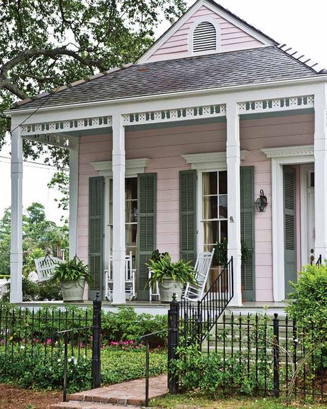 New Orleans Cottage, New Orleans Architecture, Creole Cottage, Cottage Journal, Shotgun House, Blue Roof, Classic Cottage, Cottage Exterior, New Orleans Homes