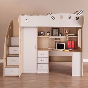 Cheap Bunk Beds, Bed With Desk Underneath, Loft Beds For Small Rooms, Modern Loft Bed, Bed With Stairs, Bed For Girls Room, A Loft Bed, Beds For Small Rooms, Loft Bed Plans