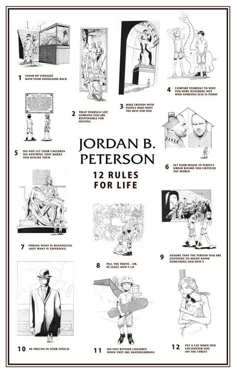 12 Rules For Life, Rules For Life, Life Illustration, Personality Psychology, Jordan B, Controversial Topics, Jordan Peterson, Books For Self Improvement, Life Poster