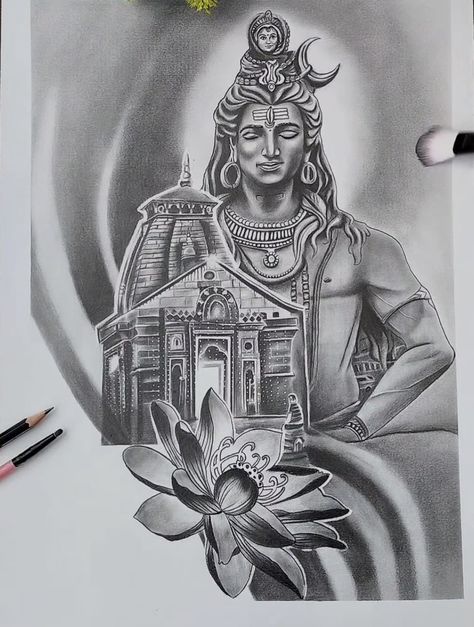 Drawings In Pencil, Pencil Sketch Portrait, Pencil Drawing Images, Ganesh Art Paintings, Shiva Tattoo Design, Kitten Drawing, Boho Art Drawings, Pencil Sketch Images, Har Har Mahadev