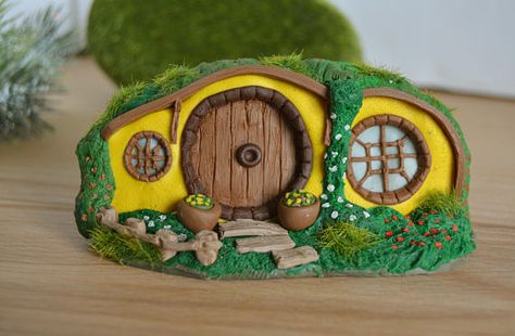 Shire House, Clay Hobbit House, Miniature Hobbit House, Ceramic Hobbit House, Hobbit Houses Diy, Needle Felted Hobbit House, Polymer Clay Hobbit Door, Air Dry Clay Fairy Door, Casa Hobbit