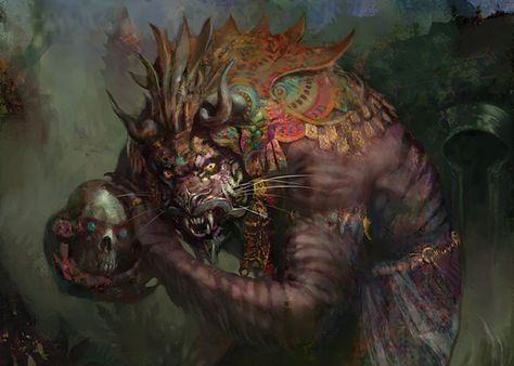 MtG Art: Rakshasa Vizier from Khans of Tarkir Set by Nils Hamm - MTG ART - Art of Magic: the Gathering Raymond Swanland, Scifi Art, Dark Sun, Mtg Art, Arte Cyberpunk, Ancient Aliens, Magic Art, Creature Concept, Creature Design