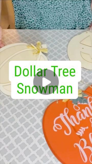 Olivia Parazine on Instagram: "DIY dollar tree snowman made out of pumpkin signs - budget friendly! Happy crafting! ☃️❄️🎃#dollartree #dollartreediy #dollartreefall #dollartreechristmascrafts #dollartreefinds" Dollar General Diy Christmas, Dollar Tree Pumpkin Snowman, Snowman Crafts Diy Dollar Stores, Christmas Dollar Tree Diy Decor, Dollar General Diy, Dollar Tree Christmas Crafts Diy, Dollar Tree Snowman, Diy Snowmen, Dollar Store Pumpkin