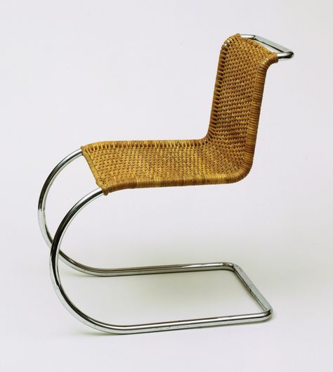 Ludwig Mies van der Rohe. MR Side Chair. 1927. Gebrüder Thonet, Vienna, Austria. Chrome-plated tubular steel and cane. 30 3/4 x 18 5/8 x 25 3/4" (78.1 x 47.3 x 65.4 cm). Gift of Alfred H. Barr, Jr.. 99.1943. © 2017 Artists Rights Society (ARS), New York / VG Bild-Kunst, Bonn. Architecture and Design Ludwig Mies Van Der Rohe Furniture, Miss Van Der Rohe, Mies Van Der Rohe Furniture, Mies Van Der Rohe Chair, Classic Chairs, Bauhaus Furniture, Ludwig Mies Van Der Rohe, Modern Architects, International Style