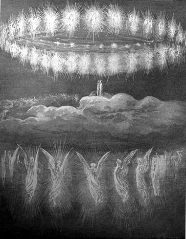 Fourth Sphere (The Sun) Paul Gustave Doré, Gustavo Dore, The Divine Comedy, Heaven Art, Gustave Dore, Dante Alighieri, Biblical Art, Friedrich Nietzsche, Wood Engraving