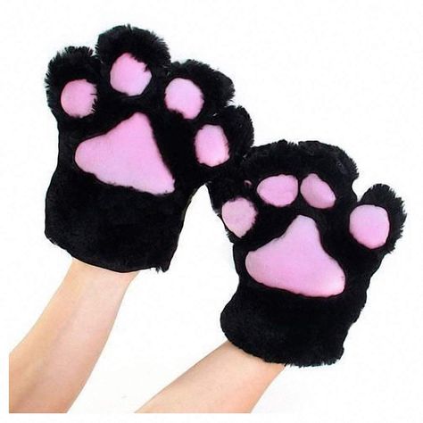 Kitten Mittens, Black Cat Plush, Claw Gloves, Paw Gloves, Bear Cat, Fur Gloves, Fluffy Kittens, Kitten Care, Black Gloves