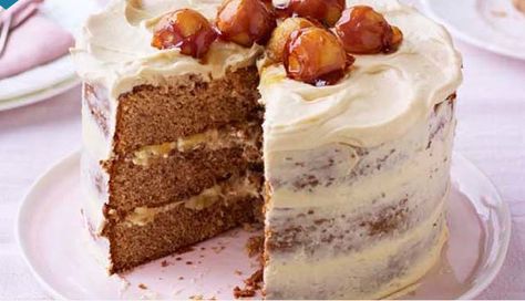 GBBS Kate's toffee apple caramel cake Kate’s Sticky Toffee Apple Caramel Cake, Apple Caramel Cake, Gbbo Recipes, British Baking Show Recipes, British Bake Off Recipes, Pavlova Dessert, Bake Off Recipes, Recipes List, Apple Caramel