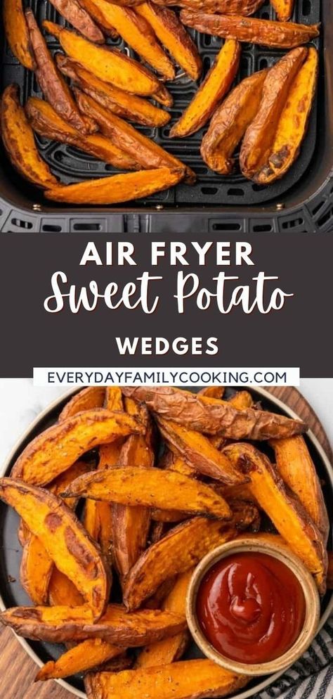 Air Fryer Sweet Potato Wedges, Crispy Sweet Potato Wedges, Air Fryer Sweet Potato Fries, Air Fryer Vegetables, Freeze Sweet Potatoes, Potato Wedges Recipe, Wedges Recipe, Potato Slices, Healthy Air Fryer Recipes