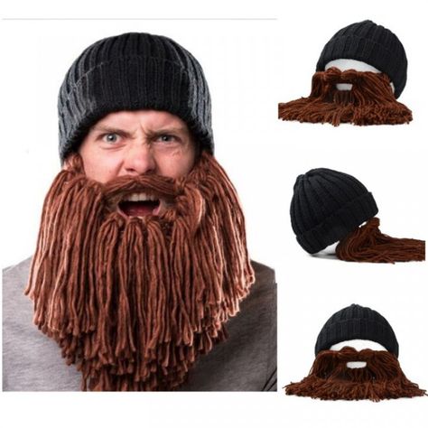 Unisex Men Women Beard Barbarian Looter Knit Crochet Beanie Cap Vagabond Mustache Demountable Hat.  Pinned by https://www.ebluejay.com/store/BusyQueen Mask Crochet, Obličejové Masky, Beard Beanie, Pirate Face, Fake Beards, Beard Tips, Beard Hat, Crochet Costumes, Winter Face Mask