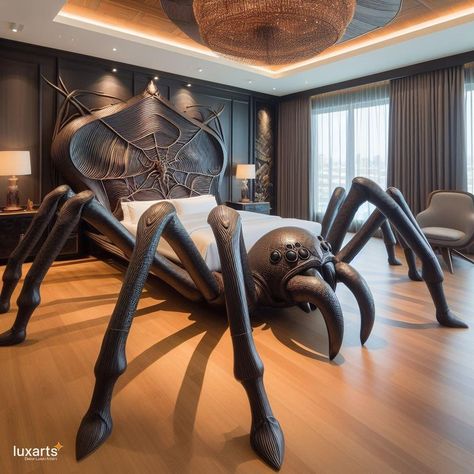 Spider Inspired Beds 🕷️🛏️🕸️ #SpiderBeds #ArachnidComfort #CreepyCrawlySleep Spin a web of comfort and intrigue with Spider Inspired Beds. These unique beds take inspiration from the intricate designs of spiders, featuring sleek lines and subtle details reminiscent of their eight-legged counterparts. Elevate your bedroom decor with Spider Inspired Beds, where every night promises a cozy and adventurous sleep. 🌙🕷️💤 https://luxarts.net/spider-inspired-beds/ Spider Bedroom, Creative Beds, Race Car Bed, Bedroom Oasis, Traditional Bed, Fantasy Homes, Unique Beds, Funky Furniture, Arachnids