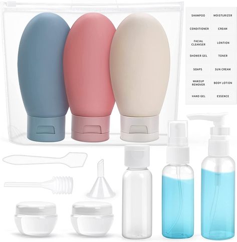 All-in-One Travel Bottles Set - The great value travel containers set comes with different sizes and types bottles to meet all your need. Travel Containers, Travel Bottle Set, Travel Container, Tsa Approved, Travel Size Bottles, Container Set, Travel Bottles, Shampoos, Bag Travel