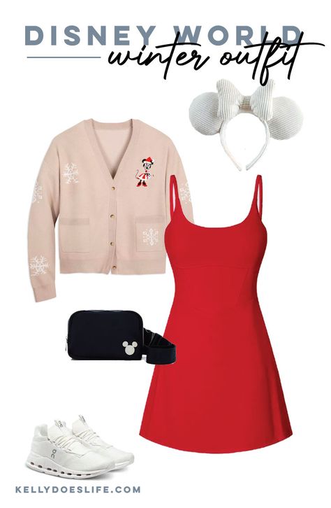 Disney Christmas Outfits - Kelly Does Life Women’s Christmas Disney Outfit, Disney World Dress Outfits, Winter Disney Bounding, Cute Halloween Disney Outfits, Epcot Christmas Outfit, Disney Very Merry Christmas Party Outfit, Disney Outfit Christmas, Disney Christmas Cruise Outfits, Mickeys Christmas Party Outfit