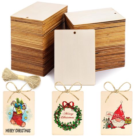 PRICES MAY VARY. WOODEN TAGS: Do you wanna have the best looking gift tags at all the parties this year! Here we have large unfinished wooden tags for you. Size: 2.5 x 3.5in. Great size for crafting gift tags. And we offer 13m/42.65 feet twine for you to hang tags, long enough to go with the wood. Spent some time and extre care into the package of the gifts, make a personalized gift tags, make your gift more special! PREMIUM WORKMANSHIP: These wood tags are finely crafted by real natural wood, w Keepsake Crafts, Unfinished Wood Crafts, Gift Wrap Tags, Gift Tags Diy, Diy Gifts For Kids, Wood Tags, Wooden Tags, Classroom Crafts, Personalized Gift Tags