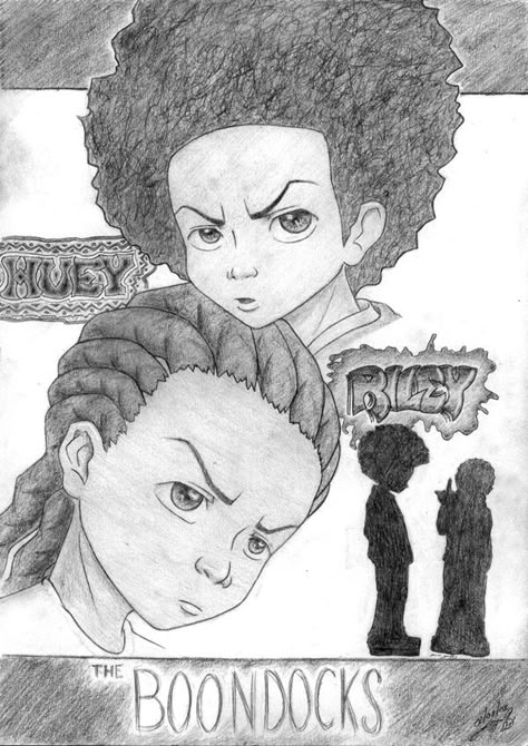 Boondocks Drawings Pencil, Boondocks Art Style, Boondocks Riley And Huey, Riley Drawing, Riley Tattoo, Riley And Huey, Boondocks Art, Boondocks Anime, Celeb Drawings