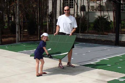 Pickle Ball Backyard, Pickleball Court Backyard Diy, Diy Sport Court, Driveway Pickleball Court, Pickle Ball Court Backyard Diy, Backyard Pickleball Court Ideas, Pickleball Backyard, Diy Pickleball Court, Pickle Ball Court Backyard