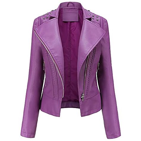 Washed Leather Jacket, Purple Leather Jacket, Faux Leather Jacket Women, Ladies Short Jackets, Collar Leather Jacket, Pu Leather Jacket, Lambskin Leather Jacket, Estilo Chic, Motorcycle Outfit