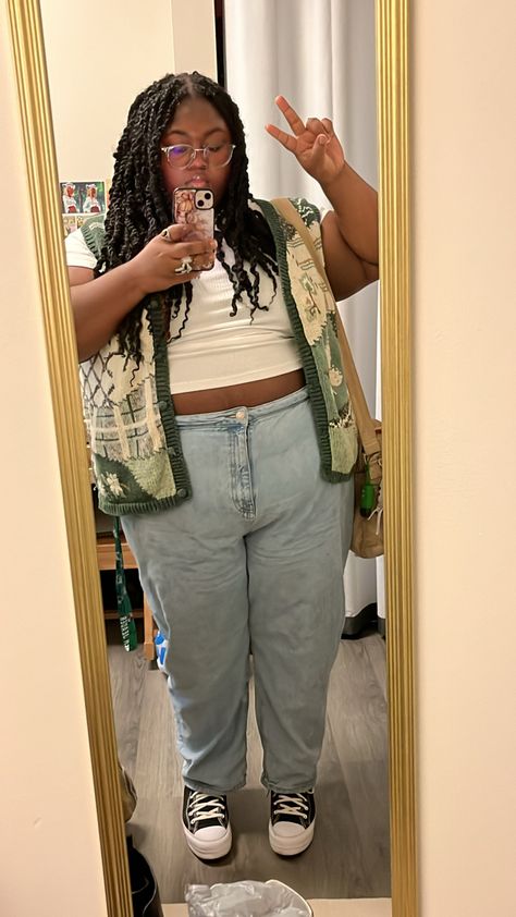 Earthy Midsize Outfits, Plus Size Grandma Fashion, Earthy Outfits Black Women Plus Size, Outfit Inspo For Plus Size, Earthy Outfits Plus Size, Plus Size Summer Outfits Aesthetic, Plus Size Thrifted Outfits, Plus Size Thrift, Plus Size Nonbinary Fashion