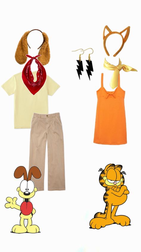 Garfield and Odie Halloween costume Tourist Halloween Costume, Casual Halloween Costumes, Garfield Halloween, Garfield Costume, Classy Halloween Costumes, Garfield And Odie, Halloween Costumes For 3, Couples Costume, Clever Halloween Costumes