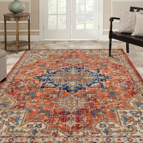 Luxe Weavers Howell Collection Red Oriental 9x12 Area Rug 2527 - Walmart.com - Walmart.com Fix Sagging Couch, Decor Types, Floral Carpet, Affordable Rugs, Abstract Area Rug, Southwestern Area Rugs, 5x7 Area Rug, 9x12 Area Rugs, Big Rugs