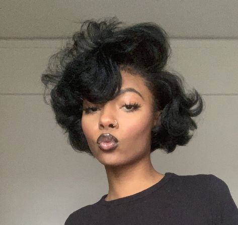 Wavy Hairstyles On Black Women, Hair Styles 2023 Black Women, Short Bob Curls Black Women, Twa Blowout Natural Hair, Silk Press Natural Hair 4c Short, Short Straightened Natural Hair, Short Loose Curls Black Women, Short Black Hair Blowout, Short 90s Hairstyles Black Women