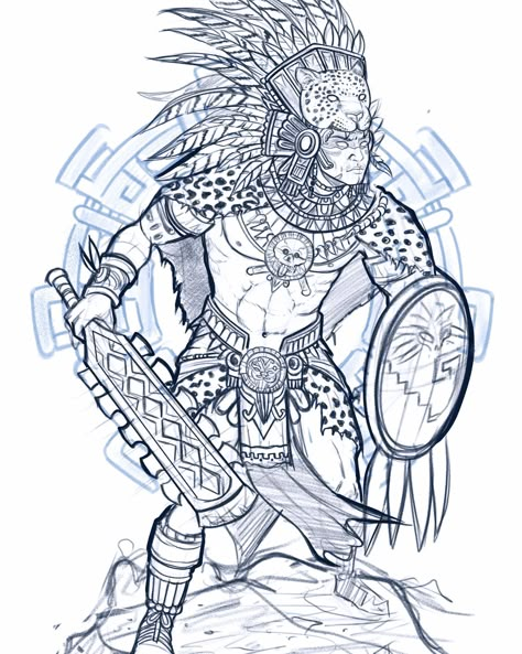 Boceto Guerrero Azteca . . . . . #drawingfortattoo #drawingsketch #drawingsketch #drawfortattoo #drawdrawdraw #tottoo #sketch #guerrerojaguar #dibujodetatuaje Guerrero Maya Tattoo, Purepecha Michoacan Tattoo, Aztec Warrior Drawing, Aztec Drawing Sketches, Aztec Art Tattoo, Aztec Warrior Art, Maya Warrior, Aztec Drawings, Aztec Warrior Tattoo