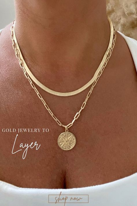 Penny Necklace, Custom Engraved Necklace, Necklace Set Gold, Gold Medallion Necklace, Rosary Style Necklace, Gold Link Necklace, Engraved Bar Necklace, Travel Necklace, Paperclip Necklace