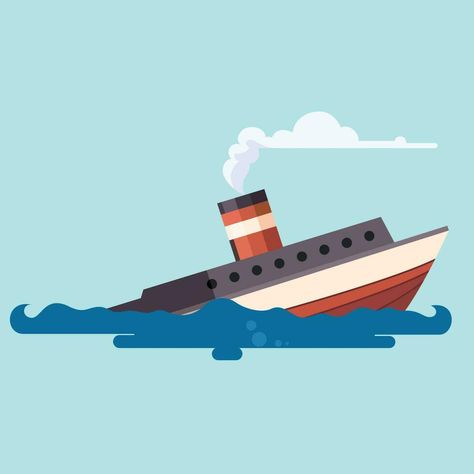 Sinking ship flat style vector illustration, Ship Sinking in the ocean stock vector image, ship accident, ship wreck clip art Sinking Ship Illustration, Sinking Ship Art, Shipwreck Drawing Easy, Ship Sinking Drawing, Sinking Ship Drawing, Ship Sinking, Sink Drawing, Ship Wreck, Sinking Ship