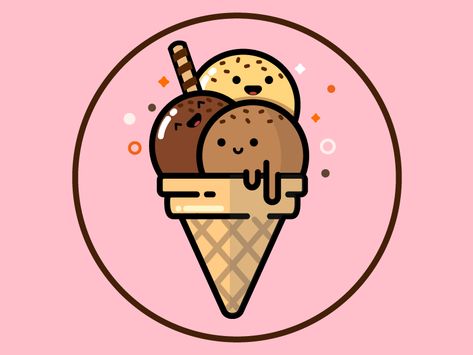 Ice Cream!! by Evi van der Linden Ice Cream Flat Illustration, Ice Cream Sticker Design, Cute Ice Cream Drawing, Ice Cream Icon, Ice Cream Cartoon, Ice Cream Sticker, Ice Cream Logo, Ice Cream Illustration, Ice Cream Art